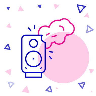 Hat Stereo hoparlörü simgesi beyaz arkaplanda izole edildi. Ses sistemi hoparlörleri. Müzik ikonu. Müzikal sütun hoparlörü. Renkli taslak konsepti. Vektör