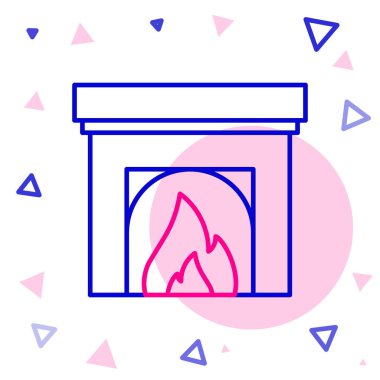 Beyaz arka planda izole edilmiş çizgi iç şömine ikonu. Renkli taslak konsepti. Vektör