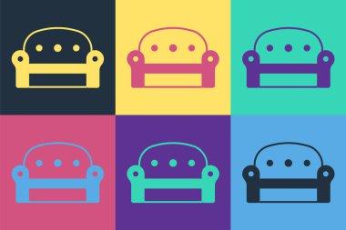 Pop Art Sofa simgesi renk arkaplanında izole edildi. Vektör