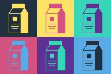 Süt simgesi için paket kağıdı renkli arkaplanda izole edilmiş. Süt paketi işareti. Vektör