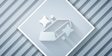 Kağıt kesiği, gri arkaplanda izole edilmiş altın külçeleri simgesi. Bankacılık işi konsepti. Kağıt sanatı tarzı. Vektör