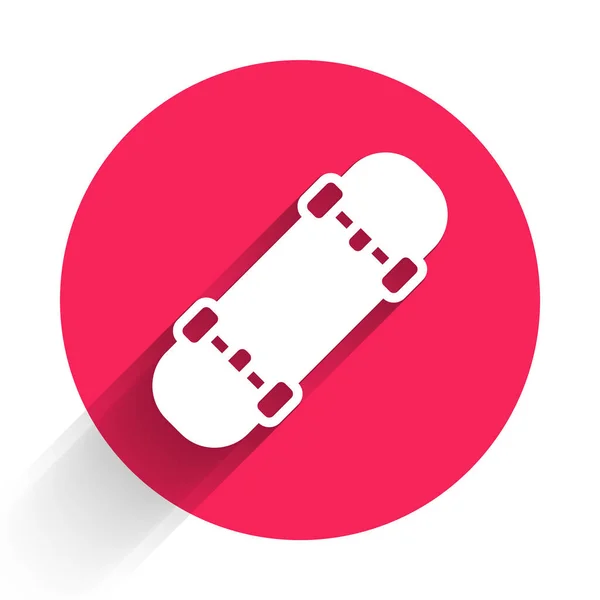 Ikona White Skateboard Izolovaná Dlouhým Stínovým Pozadím Extrémní Sport Sportovní — Stockový vektor