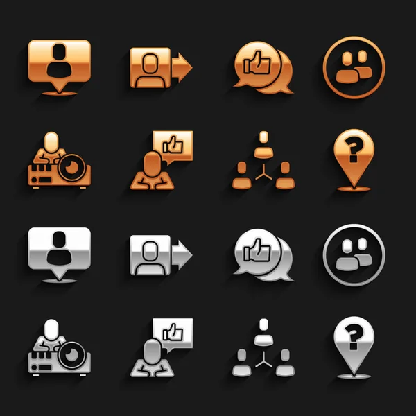 Установите Лайк Базу Команды Проекта Отметку Медиа Прожектора Руководителя Значок — стоковый вектор