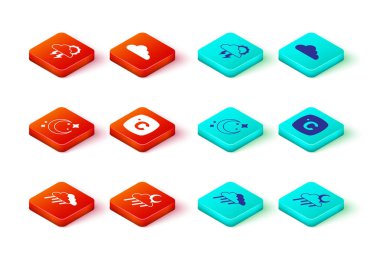 Bulut 'u yağmur, ay, ay yıldızları, Celsius ve Storm ikonu ile donatın. Vektör