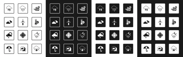 Winderig Weer Turbine Zon Bewolkt Storm Meteorologie Thermometer Wolk Met — Stockvector