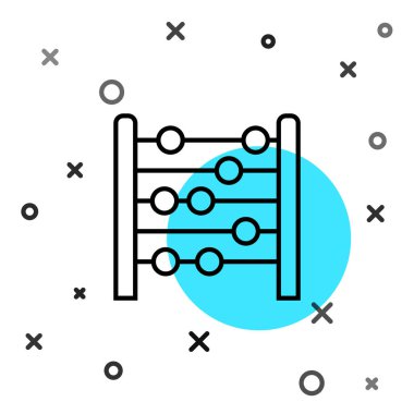 Siyah çizgi abaküs simgesi beyaz arkaplanda izole edildi. Geleneksel sayım çerçevesi. Eğitim işareti. Matematik okulu. Rastgele dinamik şekiller. Vektör