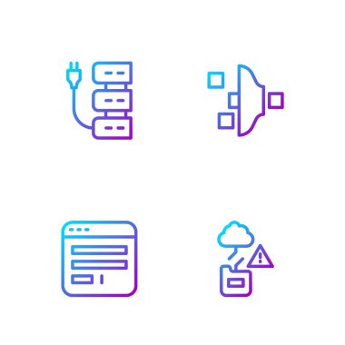 Hat Bulut teknoloji veri transferini, Tarayıcı penceresini, Sunucu ve Filtre ayarlarını ayarla. Renk simgeleri. Vektör