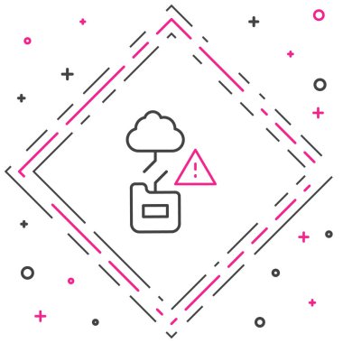 Hat Bulut teknolojisi veri transferi ve depolama simgesi beyaz arkaplanda izole edildi. Renkli taslak konsepti. Vektör