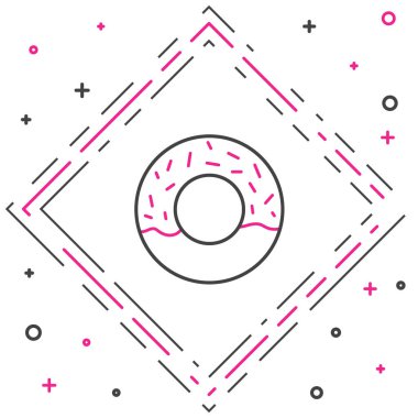 Beyaz arka planda izole edilmiş tatlı jöleli donut. Renkli taslak konsepti. Vektör