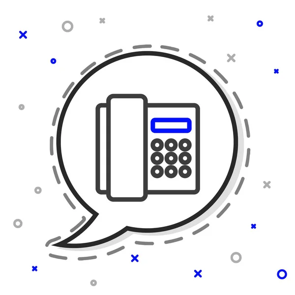 Linha Telefone ícone aparelho isolado no fundo branco. Sinal de telefone. Conceito de esboço colorido. Vetor — Vetor de Stock