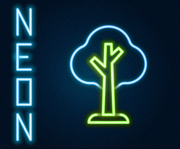 Zářící neonová čára Ikona stromu izolovaná na černém pozadí. Symbol lesa. Barevný koncept. Vektor — Stockový vektor