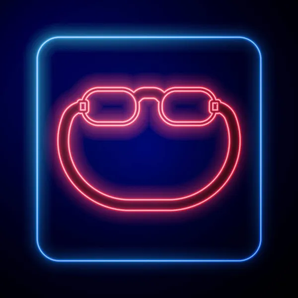 Świecące neonowe okulary ikona izolowane na czarnym tle. Wektor — Wektor stockowy