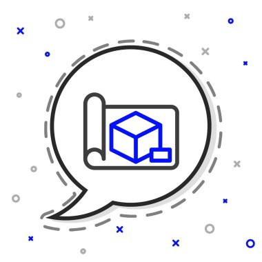 Mühendislik simgesi için çizgi çizelgesi kağıdı beyaz arkaplanda izole edildi. Renkli taslak konsepti. Vektör.