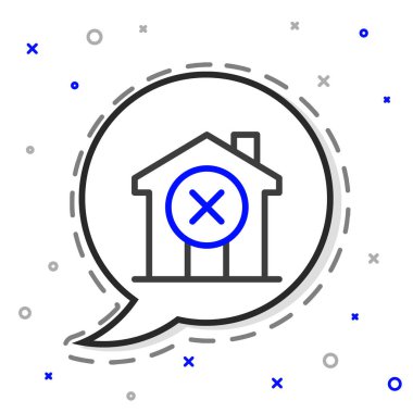 Beyaz arkaplanda hiçbir ev simgesi izole edilmedi. Emlakçı ya da köy elit sınıfı. Renkli taslak konsepti. Vektör.