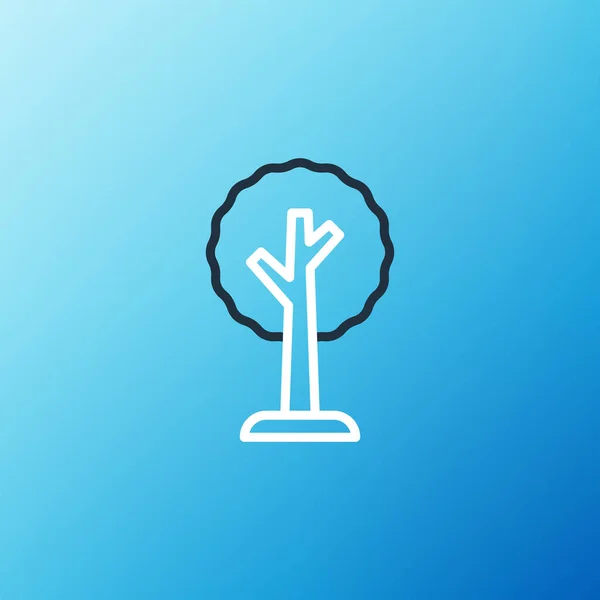 Значок Дерево Линии Выделен Синем Фоне Символ Леса Красочная Концепция — стоковый вектор
