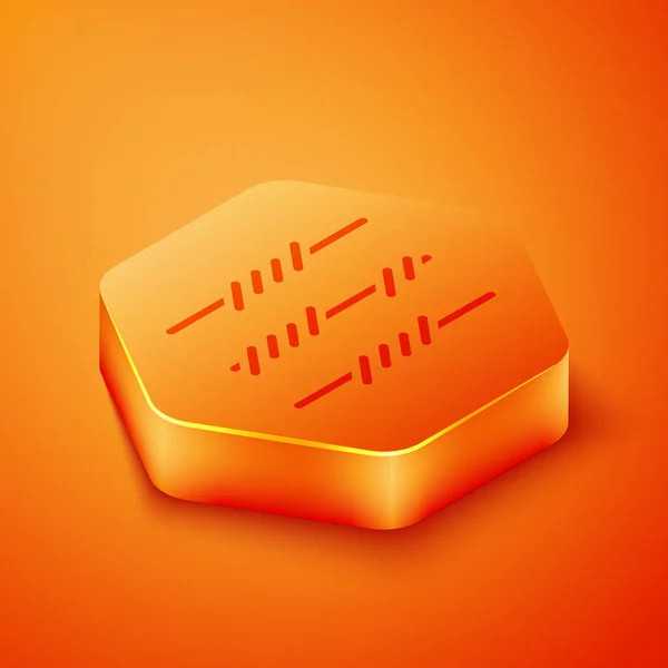 Isométrique Icône Fil Barbelé Isolé Sur Fond Orange Bouton Hexagonal — Image vectorielle