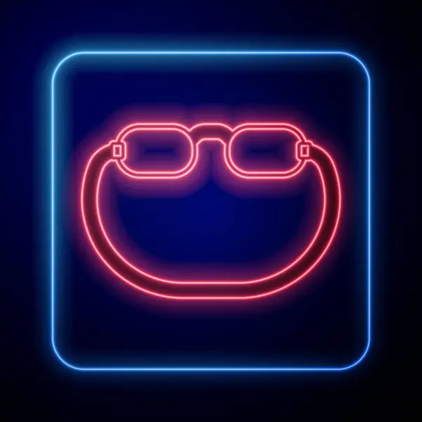 Icona Luminosa Neon Occhiali Isolata Sfondo Nero Vettore — Vettoriale Stock
