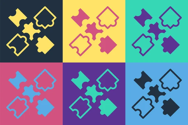 Поп Арт Puzzle Штук Иконка Игрушки Изолированы Цветном Фоне Вектор — стоковый вектор