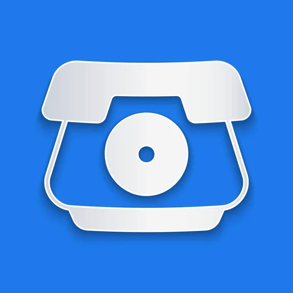 Cięcie Papieru Telefon Ikona Słuchawki Izolowane Niebieskim Tle Znak Telefonu — Wektor stockowy
