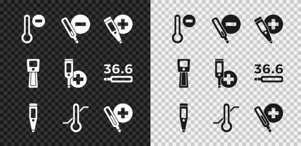 Meteorologische Thermometer Medisch Digitaal Pictogram Instellen Vector — Stockvector