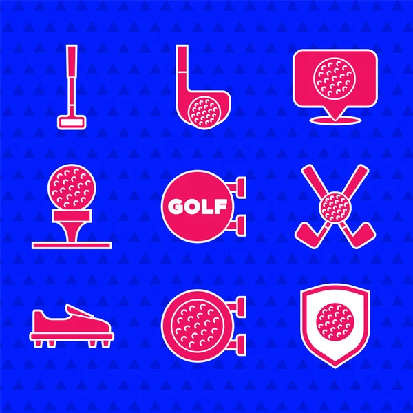 Σετ Golf Sport Club Μπάλα Ασπίδα Σταυρωτό Παπούτσι Του Γκολφ — Διανυσματικό Αρχείο