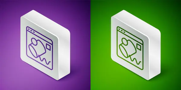 Linha Isométrica Ícone Visualização Dados Isolado Fundo Roxo Verde Botão —  Vetores de Stock