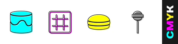 Set Kuchen Waffeln Macaron Plätzchen Und Lollipop Symbol Vektor — Stockvektor