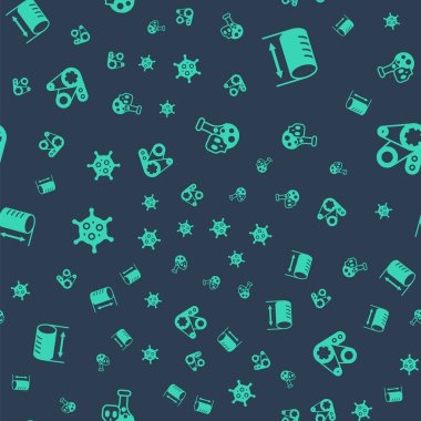 Test tüpünü zehirli sıvı Height Geometrik figür Virüs ve Zamanlama kemeri kiti ile kusursuz desene ayarla. Vektör.