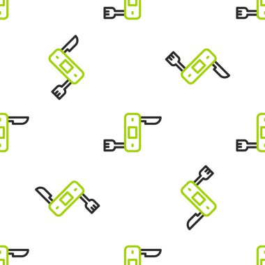 İsviçre ordu bıçak ikonu beyaz arka planda kusursuz desen izole etti. Çoklu alet, çok amaçlı çakı. Çok fonksiyonlu bir alet. Vektör.