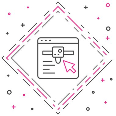 Satır 3D yazıcı ayarı simgesi beyaz arkaplanda izole edildi. 3D baskı. Renkli taslak konsepti. Vektör