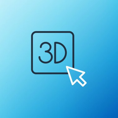 Satır 3D yazıcı simgesi mavi arkaplanda izole edildi. 3D baskı. Renkli taslak konsepti. Vektör