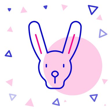 Beyaz arka planda izole edilmiş kulak simgesi olan çizgi tavşanı. Sihir numarası. Gizemli eğlence konsepti. Renkli taslak konsepti. Vektör