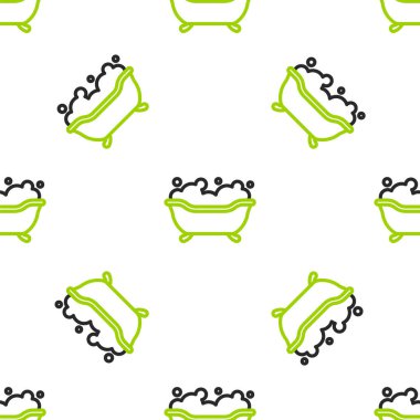 İkonun içinde köpük köpüklü küvet beyaz arka planda izole edilmiş pürüzsüz desen. Vektör