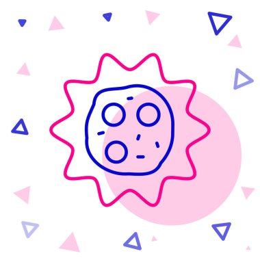 Beyaz arkaplanda çizgi virüsü simgesi izole edildi. Corona virüsü 2019-nCoV. Bakteri ve mikroplar, hücre kanseri, mikrop, mantar. Renkli taslak konsepti. Vektör