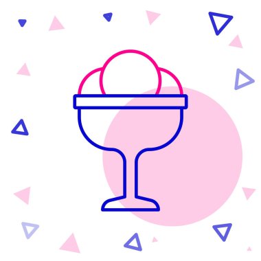 Beyaz arka planda izole edilmiş kase ikonundaki çizgi dondurma. Güzel sembol. Renkli taslak konsepti. Vektör