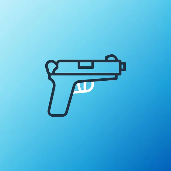 Linka Pistole Nebo Ikona Pistole Izolované Modrém Pozadí Policejní Nebo — Stockový vektor