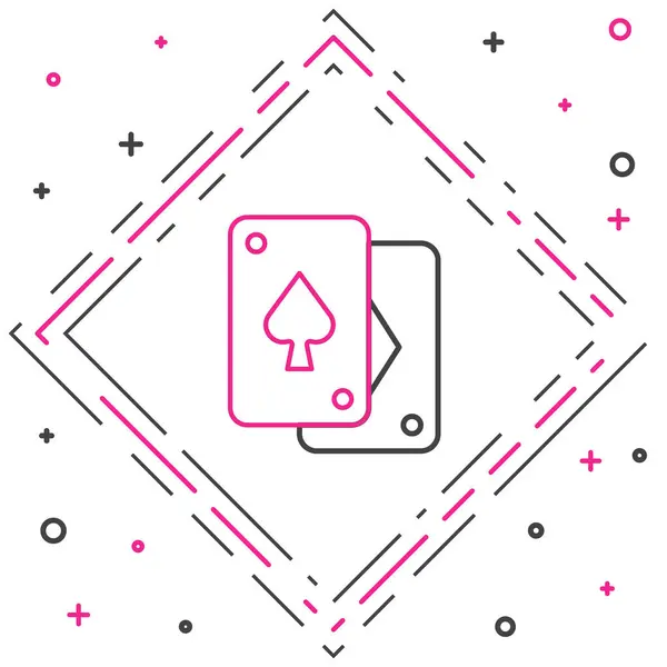 Line Spielkarten Symbol Isoliert Auf Weißem Hintergrund Casino Glücksspiel Buntes — Stockvektor