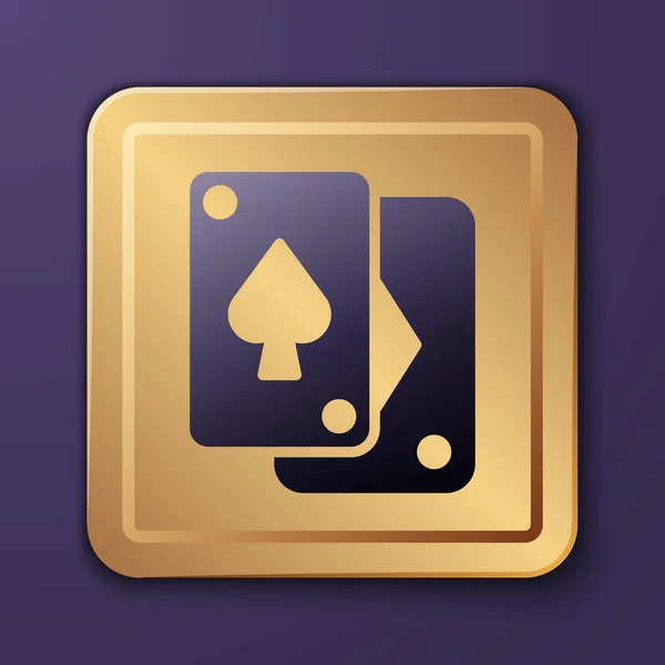 Icono Cartas Juego Púrpura Aislado Sobre Fondo Morado Juego Casino — Archivo Imágenes Vectoriales