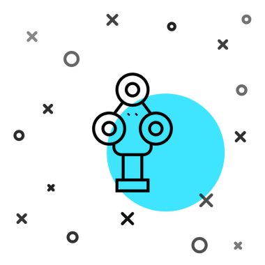 Siyah çizgi 3D tarayıcı simgesi beyaz arkaplanda izole edildi. Rastgele dinamik şekiller. Vektör.