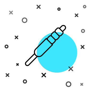 Siyah çizgi ses kriko simgesi beyaz arkaplanda izole edildi. Bağlantı ses ekipmanları için ses kablosu. Fiş kablosu. Müzik aleti. Rastgele dinamik şekiller. Vektör.