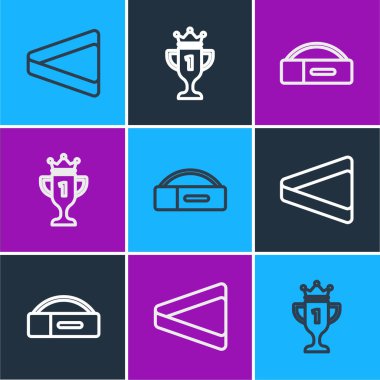 Çizgi bilardo üçgeni, bilardo ıstakası ve ödül kupasının kutusu. Vektör