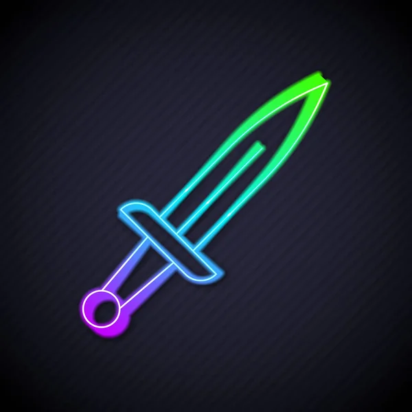 Glowing Neon Line Dagger Icon Isolated Black Background Knife Icon — Stock Vector