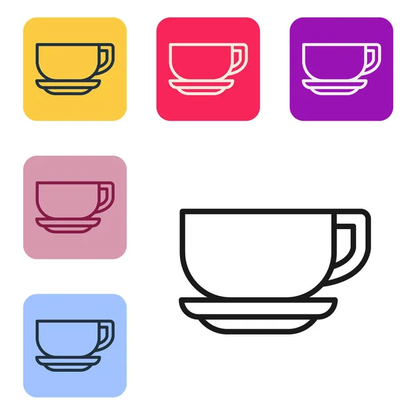 Black Line Coffee Cup Icon Isolated White Background Tea Cup — Stock Vector