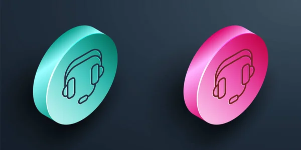 전화번호부 아이콘을 배경에서 이어폰 서비스 교환원을 청록색과 분홍색 동그라미 Vector — 스톡 벡터