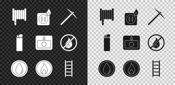 Conjunto Carrete Manguera Fuego Cableado Eléctrico Del Enchufe Fuego Pico — Archivo Imágenes Vectoriales