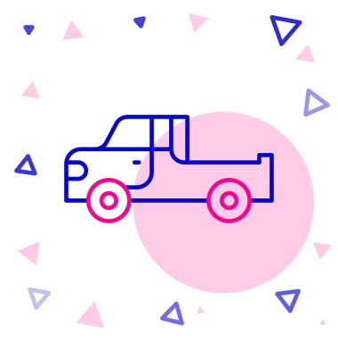 Çizgi kamyonet simgesi beyaz arkaplanda izole edildi. Renkli taslak konsepti. Vektör