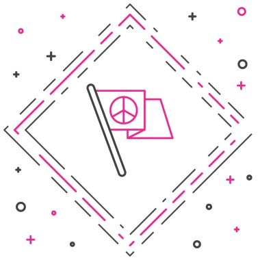 Beyaz arkaplanda çizgi barış simgesi izole edildi. Hippi barış sembolü. Renkli taslak konsepti. Vektör