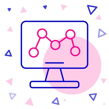 Dizüstü bilgisayar simgesindeki çizgi mühendisliği modifikasyonu beyaz arkaplanda izole edildi. DNA analizi, genetik testler, klonlama. Renkli taslak konsepti. Vektör