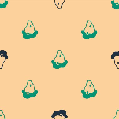 Yeşil ve siyah buzulların erime ikonu bej arka planda izole edilmiş, pürüzsüz desen. Vektör.