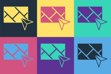 Şehir haritası yön bulma simgesinin Pop Art Infographic 'i renk arkaplanında izole edildi. Mobil Uygulama Arayüzü tasarımı. Coğrafi konsept. Vektör.